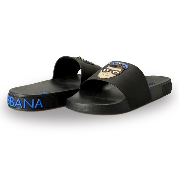 Dolce & Gabbana Men's Leather Logo Print Flip Flops Slides Shoes US 11 IT 44 - Picture 8 of 8